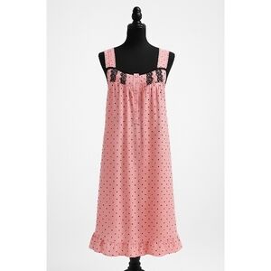 Secret Treasures Pink and Black Polka Dot Chemise Size 8/10 Medium Nightgown PJs